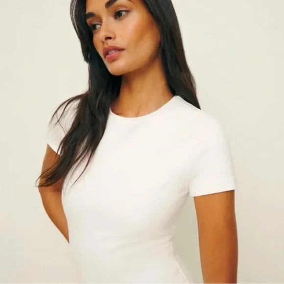 Reformation White Ribbed Sheath Dress - Picture 3 of 6